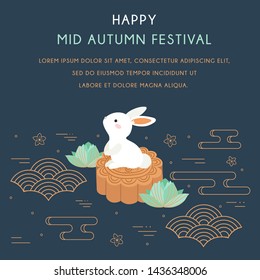 Mid autumn festival with Rabbit and Abstract Elements. Chuseok / Hangawi
Festival. Thanksgiving Day, Chinese Cloud, Lotus, Cherry Bloom, Moon Cakes Vector - Illustration