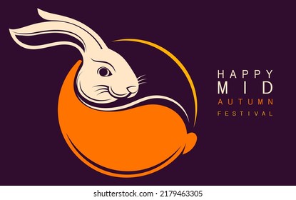 Mid Autumn festival with rabbit and moon, mooncake ,flower,chinese lanterns with gold paper cut style on color Background. ( Chinese Translation : Mid Autumn festival )
