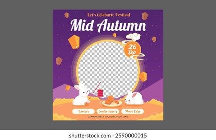 Mid Autumn Festival Socials Media. Vector illustration