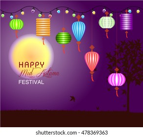 Mid Autumn Festival vector background with lantern 