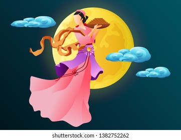 Mid Autumn Festival.Chinese fairy moon graphic vector