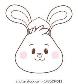 Mid autumn rabbit face with hat cartoon ,vector illustration graphic design.