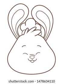 Mid autumn rabbit face with hat cartoon ,vector illustration graphic design.