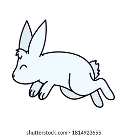 mid autumn rabbit icon over white background, line and fill style, vector illustration