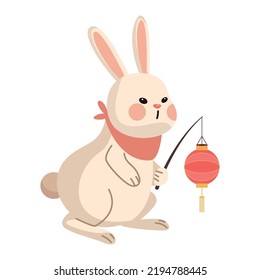 mid autumn rabbit with lamp character