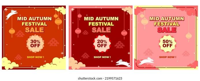 mid autumn social media banner. post. sale. promotion. off. greeting