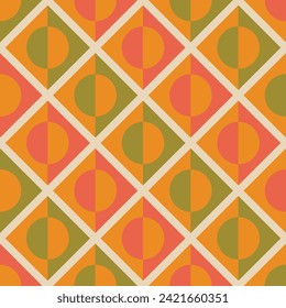 Mid century 60s modern seamless pattern design. Wrapping paper or fabric retro motifs design