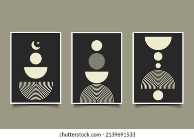 Mid  century abstract aesthetic modern contemporary black and white minimalist posters