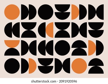 Mid century abstract art with geometric shapes. Simple brutalism poster, trendy geometry pattern retro style. Minimal vector illustration