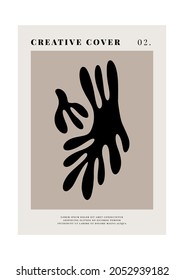 Mid century abstract art poster. Matisse inspired contemporary decor, fashion botanical boho print. Vector illustration