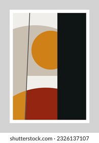 A mid century art print, abstract wall art using a tetradic color palette,  Adobe Illustrator, hand-drawn, digital painting, retro aesthetic, minimalism, postcard or brochure cover design