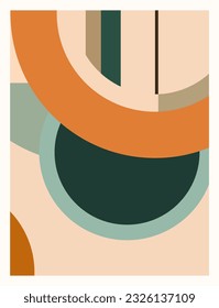 A mid century art print, abstract wall art using a tetradic color palette,  Adobe Illustrator, hand-drawn, digital painting, retro aesthetic, minimalism, postcard or brochure cover design