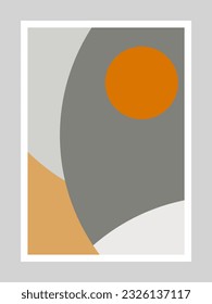 A mid century art print, abstract wall art using a tetradic color palette,  Adobe Illustrator, hand-drawn, digital painting, retro aesthetic, minimalism, postcard or brochure cover design