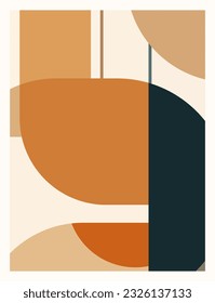 A mid century art print, abstract wall art using a tetradic color palette,  Adobe Illustrator, hand-drawn, digital painting, retro aesthetic, minimalism, postcard or brochure cover design