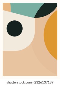 A mid century art print, abstract wall art using a tetradic color palette,  Adobe Illustrator, hand-drawn, digital painting, retro aesthetic, minimalism, postcard or brochure cover design
