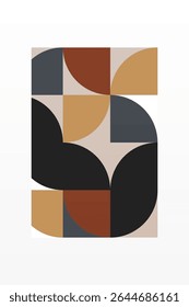 Mid century boho wall art decor poster. Bohemian bauhaus wall art decor