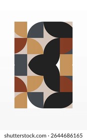 Mid century boho wall art decor poster. Bohemian bauhaus wall art decor
