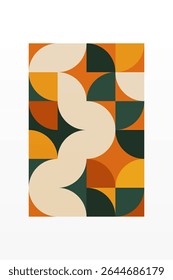 Mid century boho wall art decor poster. Bohemian bauhaus wall art decor