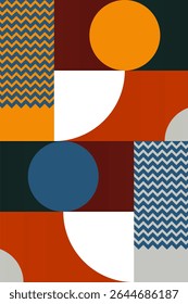 Mid century boho wall art decor poster. Bohemian bauhaus wall art decor