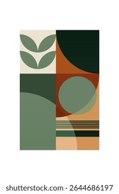 Mid century boho wall art decor poster. Bohemian bauhaus wall art decor