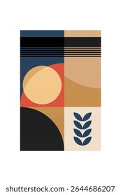 Mid century boho wall art decor poster. Bohemian bauhaus wall art decor