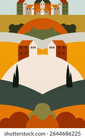 Mid century boho wall art decor poster. Bohemian bauhaus wall art decor