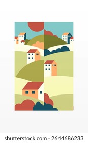 Mid century boho wall art decor poster. Bohemian bauhaus wall art decor