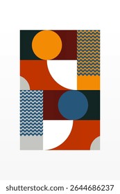 Mid century boho wall art decor poster. Bohemian bauhaus wall art decor
