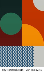 Mid century boho wall art decor poster. Bohemian bauhaus wall art decor