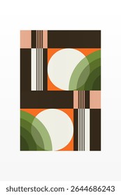 Mid century boho wall art decor poster. Bohemian bauhaus wall art decor