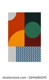 Mid century boho wall art decor poster. Bohemian bauhaus wall art decor