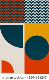 Mid century boho wall art decor poster. Bohemian bauhaus wall art decor