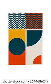 Mid century boho wall art decor poster. Bohemian bauhaus wall art decor
