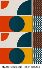 Mid century boho wall art decor poster. Bohemian bauhaus wall art decor