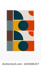Mid century boho wall art decor poster. Bohemian bauhaus wall art decor