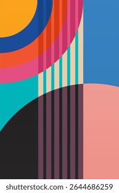 Mid century boho wall art decor poster. Bohemian bauhaus wall art decor