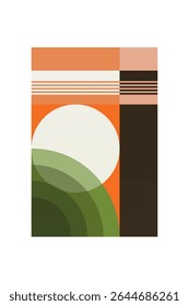 Mid century boho wall art decor poster. Bohemian bauhaus wall art decor