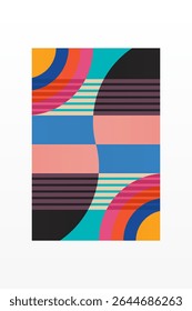 Mid century boho wall art decor poster. Bohemian bauhaus wall art decor