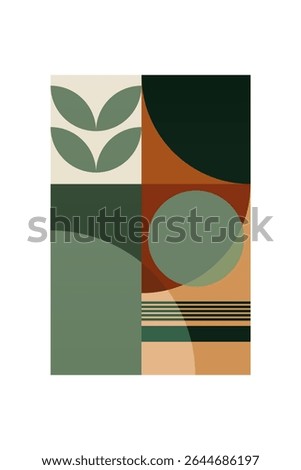 Mid century boho wall art decor poster. Bohemian bauhaus wall art decor