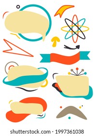 Mid century colorful element set. Different modern abstract shapes for text