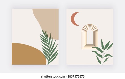 Mid century design with abstract shapes. Modern home wall art. Vector illustration