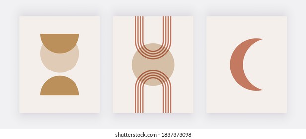 Mid century design with abstract shapes. Modern home wall art. Vector illustration