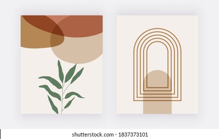 Mid century design with abstract shapes. Modern home wall art. Vector illustration