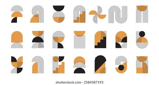 Mid century design bundle. abstract minimalist element for wall art, poster etc