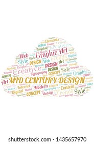 Mid Century Design word cloud. Wordcloud made with text only.