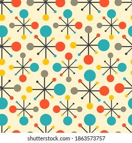 Mid century fifties modern atomic retro colors seamless vector pattern. Part of collection