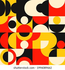 Mid century geometric abstract pattern with simple shapes and beautiful color palette. Simple geometric pattern composition, best use in web design, business card, invitation, poster, textile print.