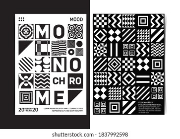 Mid Century Geometric Monochrome Event Posters Template. Vector illustration.