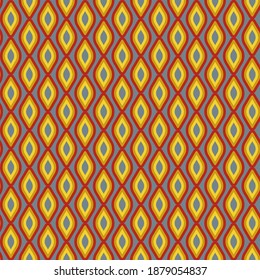 Mid century geometric seamless pattern in yellow, red and grey colors