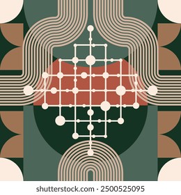 Diseño de patrón geométrico sin costuras de mediados de siglo